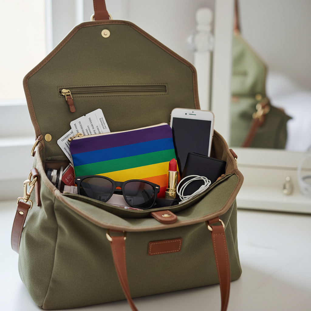ELLIE Organic Cotton Cosmetic Bag – Reusable Travel Pouch (Rainbow)