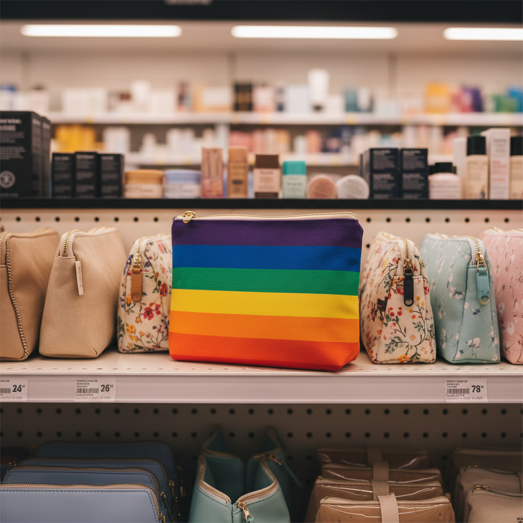 Earth Totes rainbow pouch on store shelf